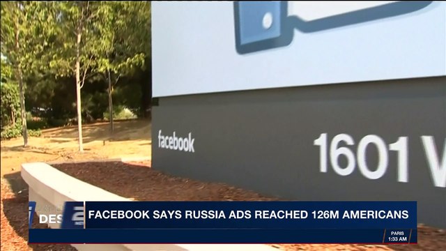 i24NEWS DESK | Facebook says Russia ads reached 126M Americans | Monday, October 30th 2017