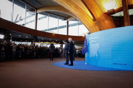 Déclaration conjointe du Président de la République, Emmanuel Macron, et de Thorbjørn Jagland, secrétaire général du conseil de l'Europe