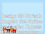 LS Design 33 Christbaumkugeln Set Spitze Stern Zapfen Kunststoff Blau Petrolblau