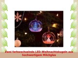 Mundgeblasene LED Glas Ornamente in Kugelform 2erSet Christbaumkugel
