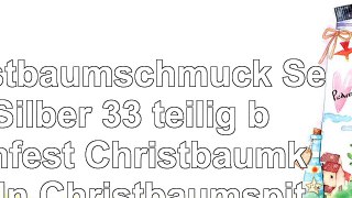Christbaumschmuck Set Silber 33 teilig bruchfest Christbaumkugeln Christbaumspitze