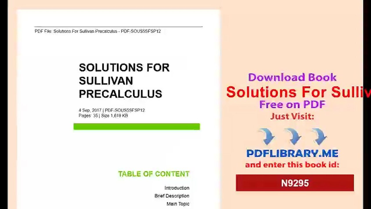 Solutions For Sullivan Precalculus