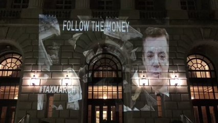Tax Transparency Campaigners Project Paul Manafort's Face on IRS Building