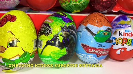 24 Киндер Сюрпризов,Unboxing Kinder Surprise Тачки Хотвилс,Angry Birds,Маша и Медведь,Барби,Cars