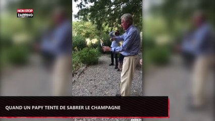 Quand un papy tente de sabrer le champagne