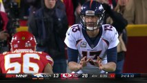 Denver Broncos quarterback Trevor Siemian throws pass across body, gets picked off for third time