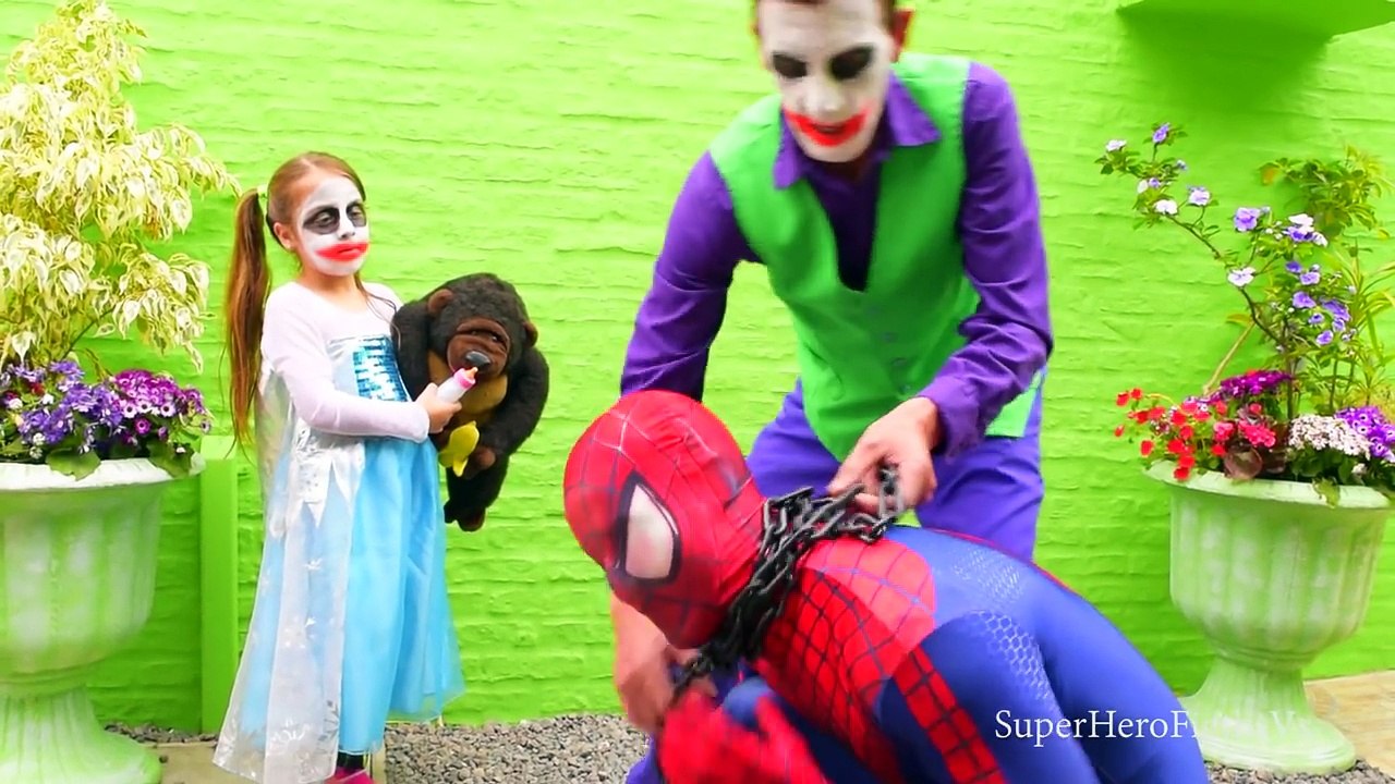 Bad Baby Joker Girl Frozen Elsa She is playing RECKLESS UGLY BABY Crushes BABY Under Car! Spiderman