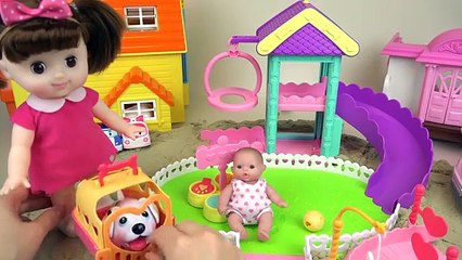 Little Dog house and Baby doll toys play