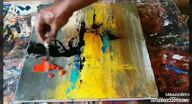 Acrylic abstr painting demonstration #Palette knife blending
