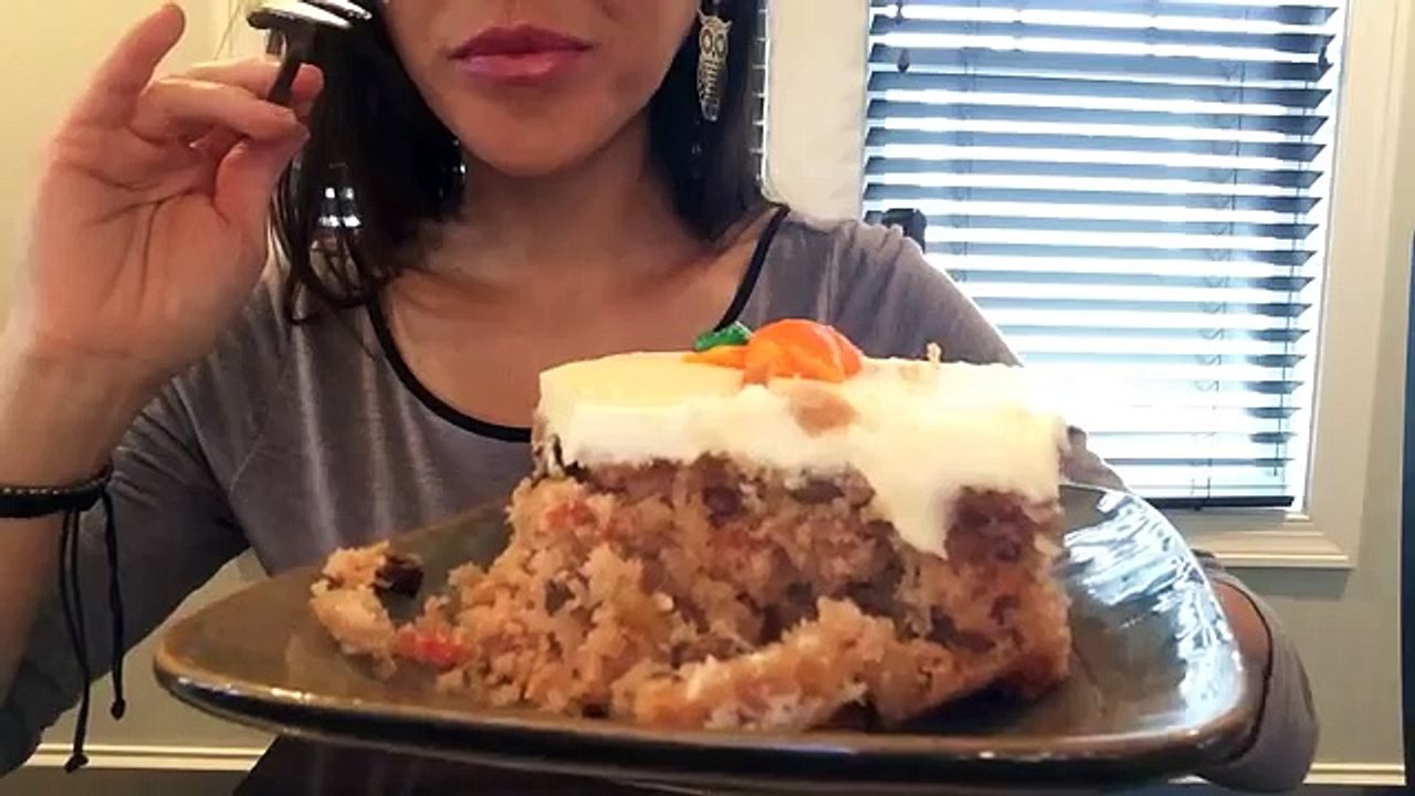 ASMR Eating Sounds: Carrot cake (Request)