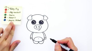 How to Draw a Cartoon Pig Cute and Easy step by step