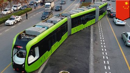 World's first trackless 'smart train' begins test run in China