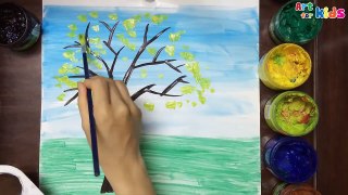 How to draw tree for kids | Landscape painting for children | Art for kids