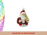 Christbaumschmuck  Weihnachtsmann mit Weihnachtsbaum 11cm   Glas Handarbeit