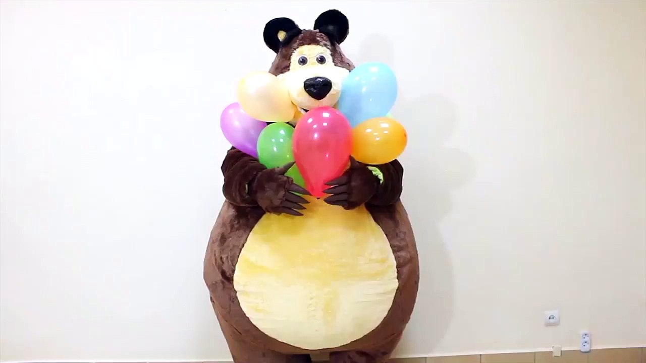 Masha and The Bear Learn colors with balloons and surprise eggs in real life nursery songs