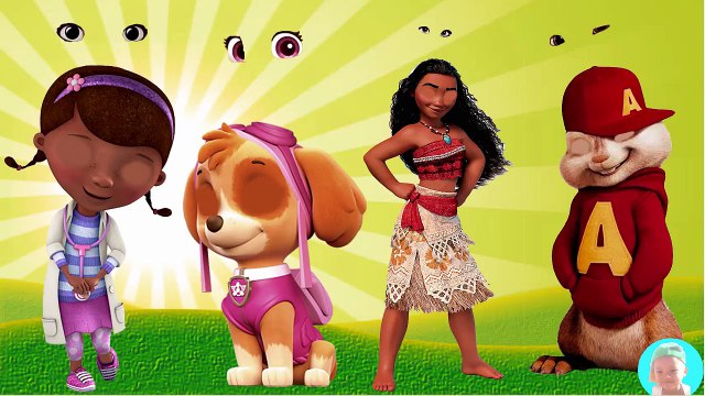Wrong Eyes Doc McStuffins MOANA Skye paw patrol Chipmunk Finger family rhymes for children songs