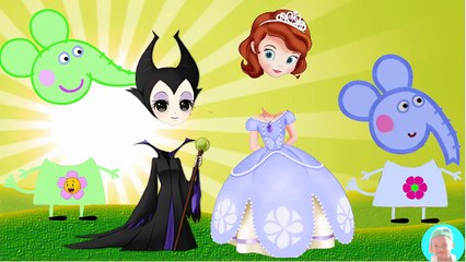 Peppa Mouse Wrong Heads Princess Sofia Maleficent Gummy bear Baby Finger Family Song Learn Colours -