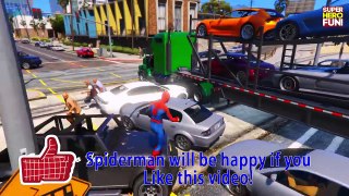 Truck in Trouble! Car CRASHES Compilations Trucks vs Train in Spiderman Cartoon