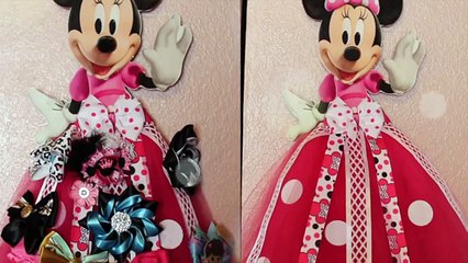 COMO HACER UN PORTA MOÑOS MINNIE MOUSE CON FALDA TUTU | HOW TO TUTU BOW HOLDER | DRESS