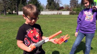 Nerf N-Strike Sharpfire Blaster Review and Fun Family Outside Park Toy Play!