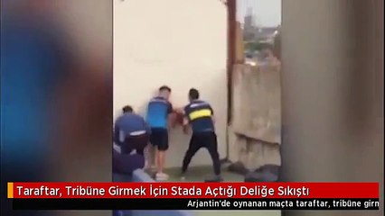 Taraftar, Tribüne Girmek İçin Stada Açtığı Deliğe Sıkıştı