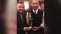 Guardiola presented with model of himself in Naples