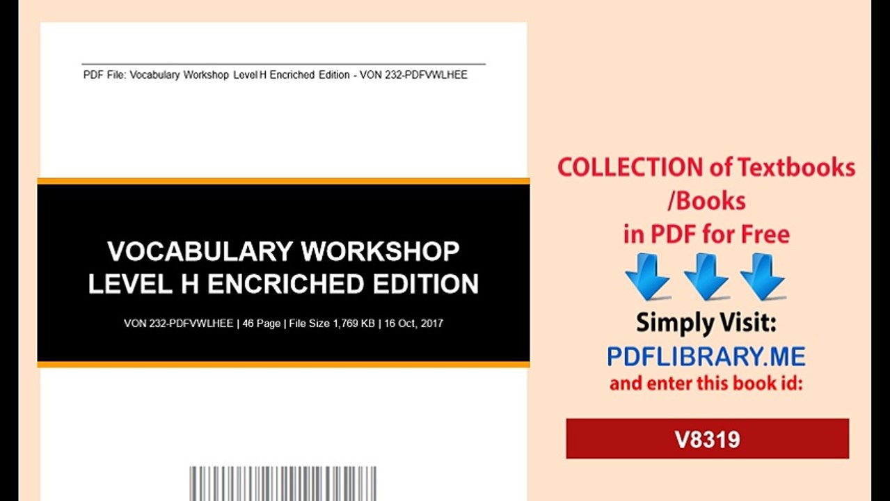 Vocabulary Workshop Level H Encriched Edition