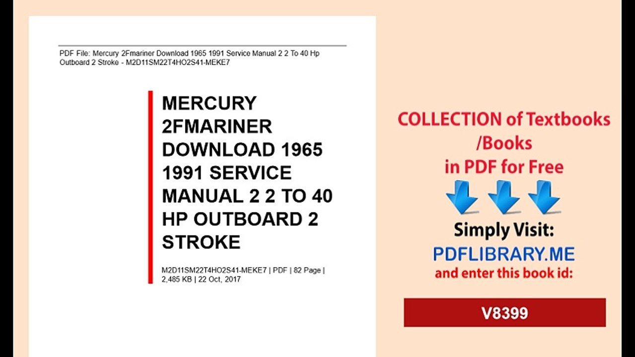 Mercury/mariner Download 1965 1991 Service Manual 2.2 To 40 Hp Outboard 2 Stroke