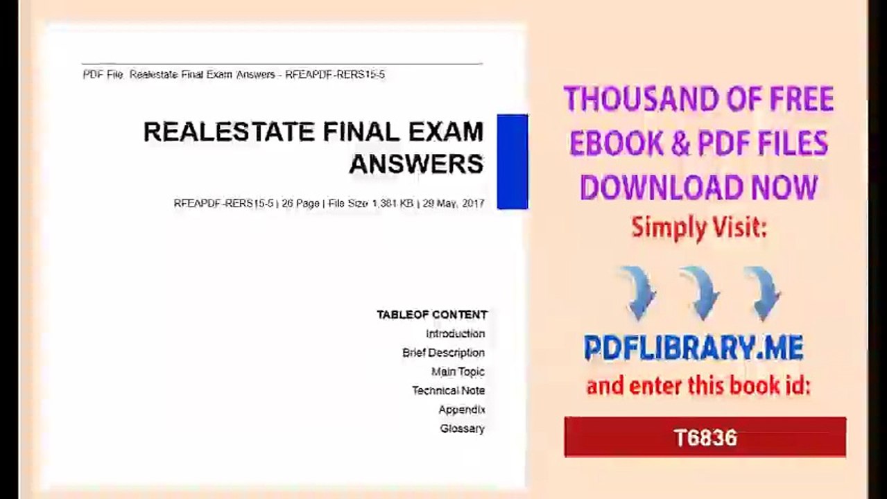 Realestate Final Exam Answers