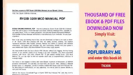 Ryobi 3200 Mcd Manual