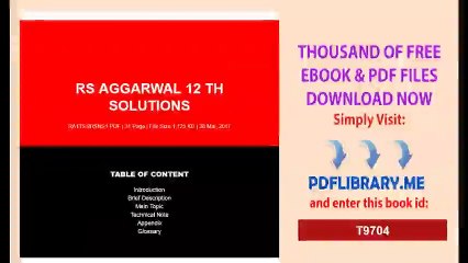 RS Aggarwal 12 Th Solutions