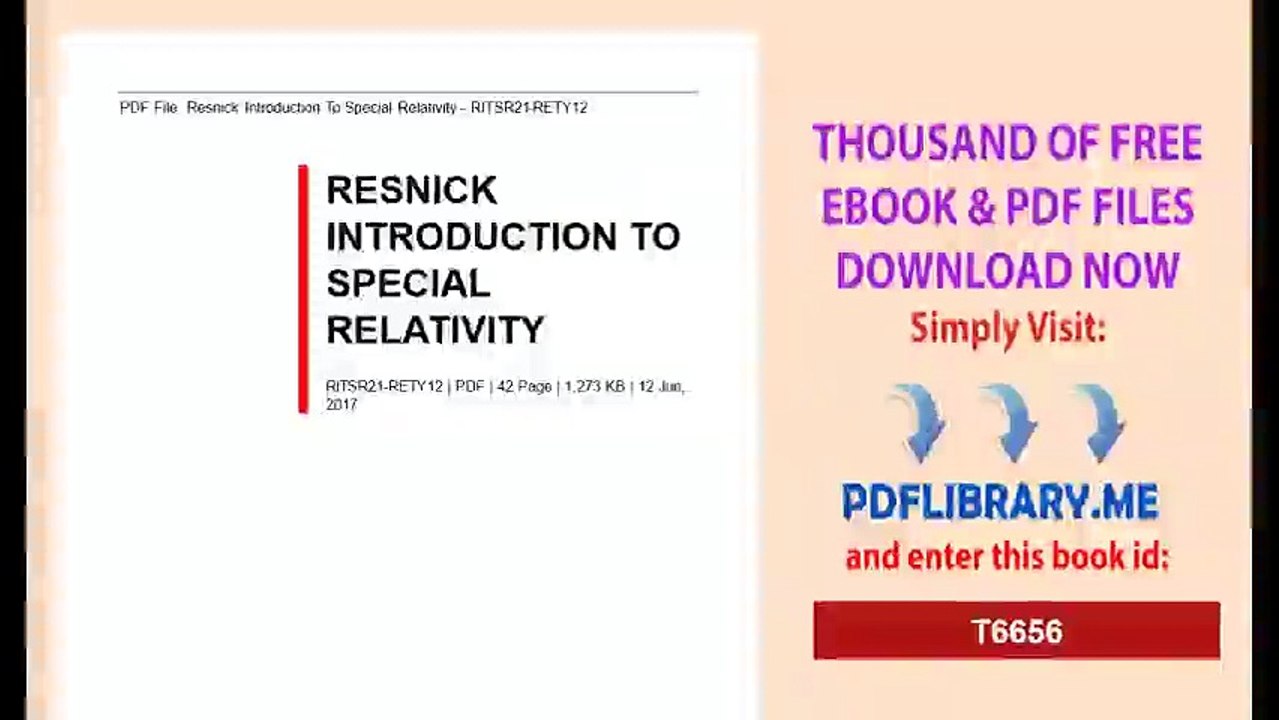 Resnick Introduction To Special Relativity