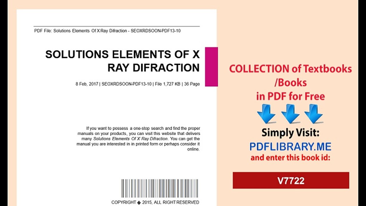 Solutions Elements Of X Ray Difraction