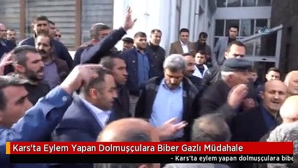 Kars'ta Eylem Yapan Dolmuşçulara Biber Gazlı Müdahale