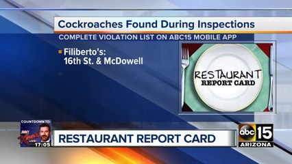 Roaches found during recent health inspections