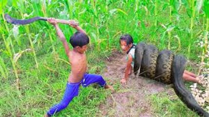 Amazing Smart Little Sister And Brother Catch Big Snakes Using Oil Tank With Water Pipe