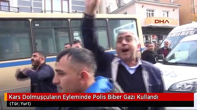 Kars Dolmuşçuların Eyleminde Polis Biber Gazı Kullandı
