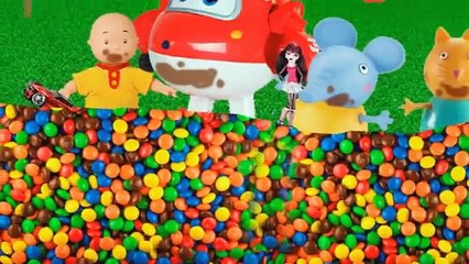 Peppa Pig chuva de M&M chocolate M&Ms spider man Caillou baby alive dinossauro portugues