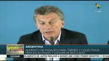 Gobierno argentino autoriza alza en tarifas del transporte público