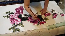 Traditional Chinese Watercolor Painting : Peony Flower Painting With Bamboo Brush
