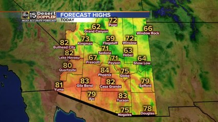 Highs stay in the low to mid 80s in the Valley