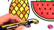 How to Draw Watermelon & Pineapple Coloring Pages Fruit | Kids Learn Drawing | Art Colors for Kids