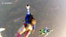 Skydiver in flying mid-air headbutt at 12,000ft