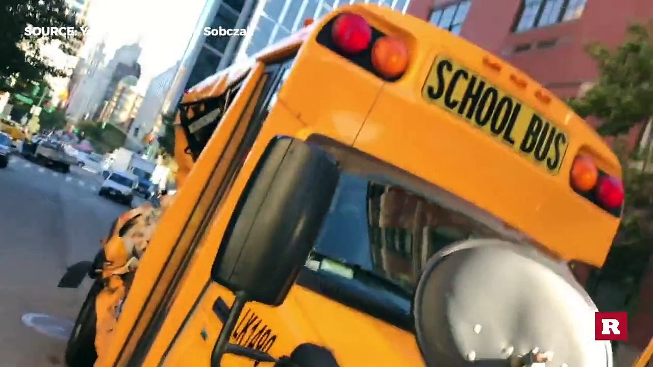 Terror attack witness films raw video after suspect's truck rams into a school bus | Rare News