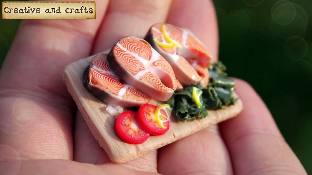Полимерная глина - РЫБА (кулинарная миниатюра) - Polymer clay SALMON fish cane / Светлана Няшина