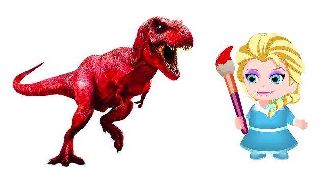 Baby Frozen Elsa paints Dinosaur! Learn Colors! Finger Family! Colors for Toddlers!