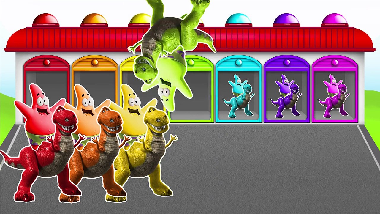 ANGRY DINOSAUR and PATRICK SPONGE BOB!!! LEARN COLORS AND NUMBERS! Video for kids and toddlers!