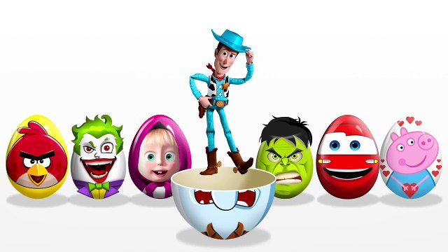 SURPRISE EGGS! LEARN COLORS! Hulk! McQueen! PIg! Disney Princess! Moana! McStuffins