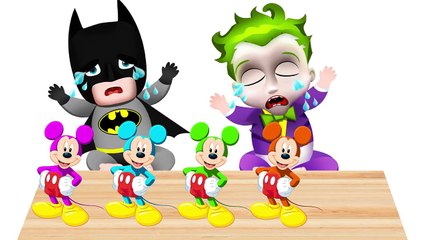 BABY BATMAN and BABY JOKER CRY with IRONMAN! Mickey Mouse! FINGER FAMILY!