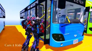 Learn Colors Big Bus Extreme Jump w Spiderman Cartoon & Superheroes Animation for Kids
